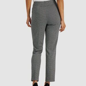 NWOT Kasper Black White Houndstooth Straight Leg Stretch Ponte Dress Pants L